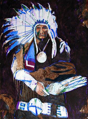  Fritz Scholder, Indian with Feather Fan and Belt