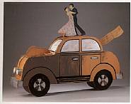Joan Brown - Dancers on a Car (Sculptures) h: 50 x w: 64 x d: 10 in / h: 127 x w: 162.6 x d: 25.4 cm