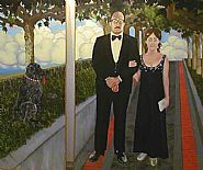 Joan Brown - Gordon (Cook), Joan and Rufus in Front of the San Francisco (Paintings) h: 80 x w: 97 in / h: 203.2 x w: 246.4 cm