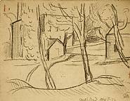 Oscar Florianus Bluemner - Oaks Pond and two drawings of Bloomfield Lock (Selling as part of set) (Works on Paper (Drawings, Watercolors etc.)) h: 5 x w: 6.5 in / h: 12.7 x w: 16.5 cm