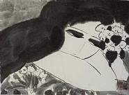 Black and White Lady with Flowers