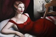 Reclining Woman in Crimson