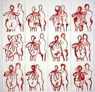 Louise Bourgeois - The Family I (Works on Paper (Drawings, Watercolors etc.)) h: 23.5 x w: 18 in / h: 59.7 x w: 45.7 cm