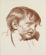 Jean Baptiste Greuze - Portrait d’un jeune enfant (Works on Paper (Drawings, Watercolors etc.)) h: 36.9 x w: 31.1 cm / h: 14.5 x w: 12.2 in