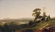 David Johnson - View of the Hudson from Barrytown, New York (Paintings) h: 12 x w: 20 in / h: 30.5 x w: 50.8 cm