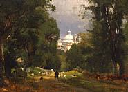 George Inness - Albano, Italy (Paintings) h: 9.5 x w: 13.4 in / h: 24.1 x w: 34 cm