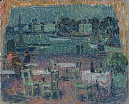 Henri Le Sidaner - Le Café du Port (Paintings) h: 32.8 x w: 40.8 cm / h: 12.9 x w: 16.1 in