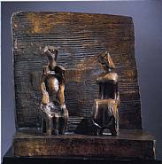 Henry Moore - Two seated Figures against a wall (Sculptures)