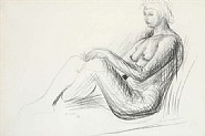 Henry Moore - Seated Nude (Works on Paper (Drawings, Watercolors etc.)) h: 15 x w: 22 in / h: 38.1 x w: 55.9 cm