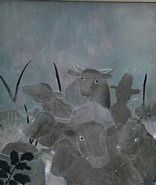 Bullocks in a rising mist