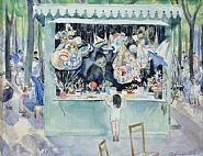Martha Walter - Toy Vendor (Works on Paper (Drawings, Watercolors etc.)) h: 13.8 x w: 18 in / h: 35.1 x w: 45.7 cm