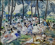 Martha Walter - Sunday, Fairmount Park (Works on Paper (Drawings, Watercolors etc.)) h: 14.2 x w: 16.5 in / h: 36.1 x w: 41.9 cm