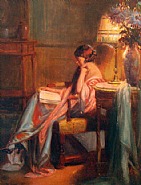 Delphin Enjolras - Evening Reading (Paintings) h: 13 x w: 10 in / h: 33 x w: 25.4 cm