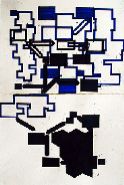 Barry Le Va - Black on Blue Diagrams for Double-Tiered Sculpture