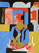 Jacob Lawrence - Builders-Men on Ladders (Paintings) h: 24 x w: 18 in / h: 61 x w: 45.7 cm
