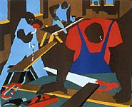 Jacob Lawrence - Carpenters (print) (Prints and Multiples) h: 21.8 x w: 25.8 in / h: 55.4 x w: 65.5 cm