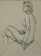 Paul Cadmus - Female Nude B11 (Works on Paper (Drawings, Watercolors etc.)) h: 11 x w: 8 in / h: 27.9 x w: 20.3 cm