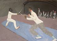 Milton Avery - Fencers (Works on Paper (Drawings, Watercolors etc.)) h: 22 x w: 31 in / h: 55.9 x w: 78.7 cm