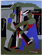 Jacob Lawrence - Builders - Green Hills h: 24 x w: 18 in / h: 61 x w: 45.7 cm