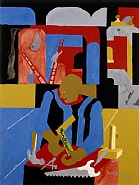 Jacob Lawrence - Builders - Men on Ladders (Works on Paper (Drawings, Watercolors etc.)) h: 24 x w: 18 in / h: 61 x w: 45.7 cm