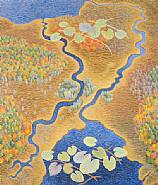 Yvonne Jacquette - Channels (The Inlet and Outlet of Lawry Pond, Searsmont, ME) (Paintings) h: 69.5 x w: 58.5 in / h: 176.5 x w: 148.6 cm