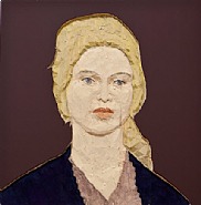 Stephan Balkenhol - Blonde woman with pink shirt (Sculptures) h: 60 x w: 59 x d: 2.5 cm / h: 23.6 x w: 23.2 x d: 1 in