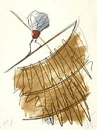 Claes Oldenburg - Shuttlecock On A High Wire (Prints and Multiples) h: 11.2 x w: 8.2 in / h: 28.4 x w: 20.8 cm