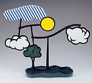 Roy Lichtenstein - Landscape Mobile (Limoges) (Mixed Media) h: 25 x w: 5.5 x d: 22 in / h: 63.5 x w: 14 x d: 55.9 cm