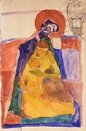 Egon Schiele - Mary and Joseph (Works on Paper (Drawings, Watercolors etc.)) h: 23 x w: 15 cm / h: 9.1 x w: 5.9 in
