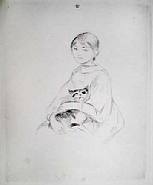 Berthe Morisot - Jeune fille au chat (Prints and Multiples)