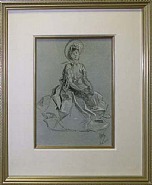 Jules Chéret - Elegante Assise (Works on Paper (Drawings, Watercolors etc.))
