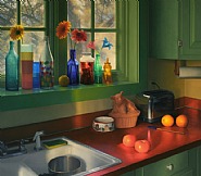 Scott Prior - Kitchen, Winter Sunrise (Paintings) h: 26.5 x w: 30 in / h: 67.3 x w: 76.2 cm