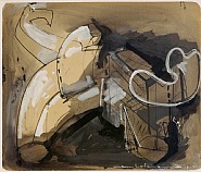 Hans Hofmann - White on Black (Works on Paper (Drawings, Watercolors etc.)) h: 56 x w: 65 cm / h: 22 x w: 25.6 in