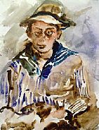 Lovis Corinth - Thomas Corinth in Sailor Suit (Works on Paper (Drawings, Watercolors etc.)) h: 11 x w: 8.4 in / h: 27.9 x w: 21.3 cm