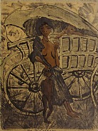 Otto Mueller - Gypsy with Child in Front of Covered Wagon (Prints and Multiples) h: 26.8 x w: 19.9 in / h: 68.1 x w: 50.5 cm