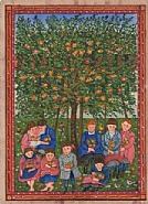 Children Seated Under Apple Tree