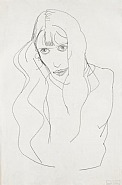 Egon Schiele - Portrait of a Woman (Wally)/Old Brick Shack in Carinthia (verso) (Works on Paper (Drawings, Watercolors etc.)) h: 19.2 x w: 12.8 in / h: 48.8 x w: 32.5 cm