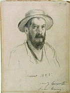 Lovis Corinth - Self-Portrait (Works on Paper (Drawings, Watercolors etc.)) h: 12.1 x w: 9 in / h: 30.7 x w: 22.9 cm
