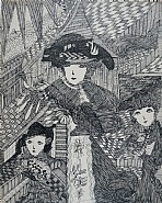 Untitled (Three Women with Patterned Background)
