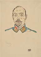 Egon Schiele - Portrait of an Officer (Works on Paper (Drawings, Watercolors etc.)) h: 16.5 x w: 11.5 in / h: 41.9 x w: 29.2 cm
