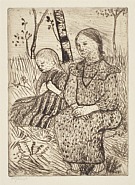Paula Modersohn-Becker - Two Peasant Girls (Prints and Multiples) h: 5.5 x w: 5.9 in / h: 14 x w: 15 cm