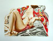 Philip Pearlstein - Model in Kimono on Plastic Chair (Prints and Multiples) h: 19.5 x w: 25 in / h: 49.5 x w: 63.5 cm