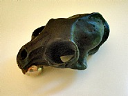 Kiki Smith - Cat Skull with Egg (Silver) h: 5 x w: 3.5 x d: 2 in / h: 12.7 x w: 8.9 x d: 5.1 cm