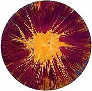 Damien Hirst - Spin Painting (gold/purple) (Paintings) h: 18 x w: 18 in / h: 45.7 x w: 45.7 cm