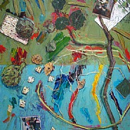 Manny Farber - Artichokes & Nasturtiums (Paintings) h: 29.5 x w: 29.5 in / h: 74.9 x w: 74.9 cm