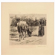 Max Liebermann - Junge Hirtin (Prints and Multiples) h: 17.5 x w: 17.8 cm / h: 6.9 x w: 7 in
