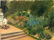 Max Liebermann - Enkelin und Kinderfrau im Nutzgarten (Paintings) h: 54.5 x w: 75 cm / h: 21.5 x w: 29.5 in