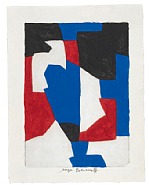 Serge Poliakoff - Composition abstraite (Works on Paper (Drawings, Watercolors etc.)) h: 26 x w: 19 cm / h: 10.2 x w: 7.5 in