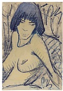 Otto Mueller - Weiblicher Halbakt (Portrait Maschka Mueller) (Works on Paper (Drawings, Watercolors etc.)) h: 50 x w: 34 cm / h: 19.7 x w: 13.4 in