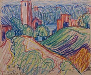 Oscar Florianus Bluemner - Belleville (Works on Paper (Drawings, Watercolors etc.)) h: 4.8 x w: 6 in / h: 12.2 x w: 15.2 cm